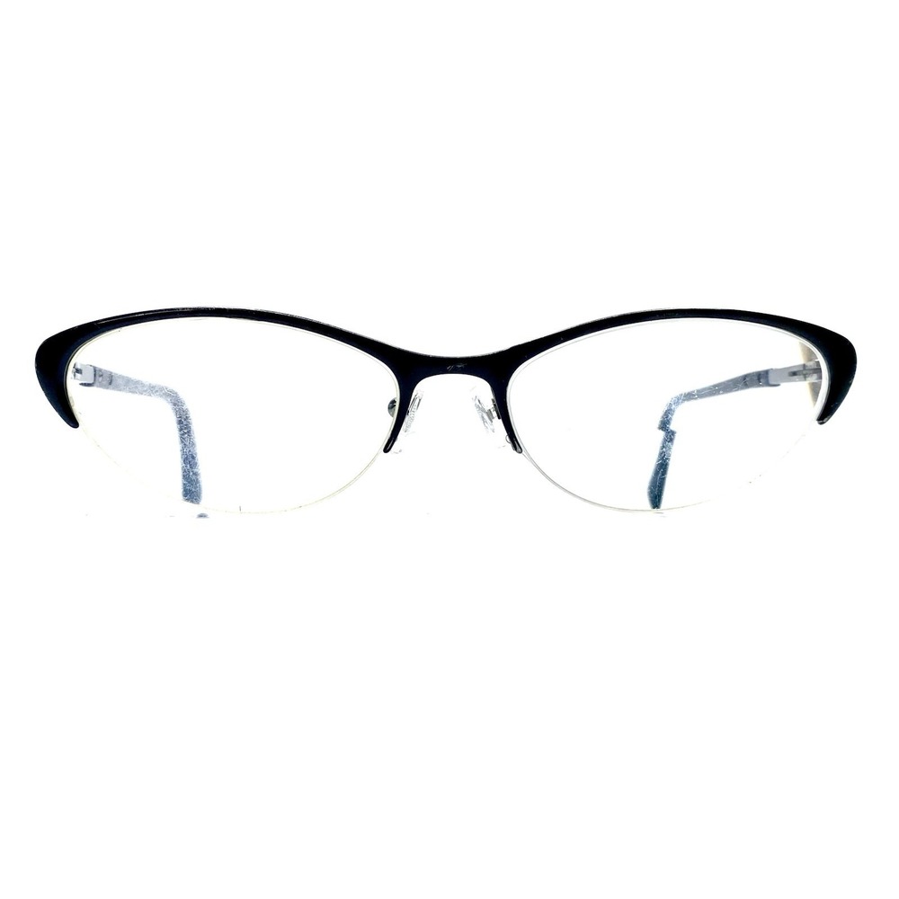 Prada Black Black Silver Retro Half Rim Cat Eye Glasses Italy VPR54 53 17 130